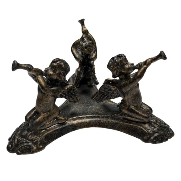 Angels Cherubs Horns Cast Metal Decoration Figurine Collectible - Picture 1 of 4